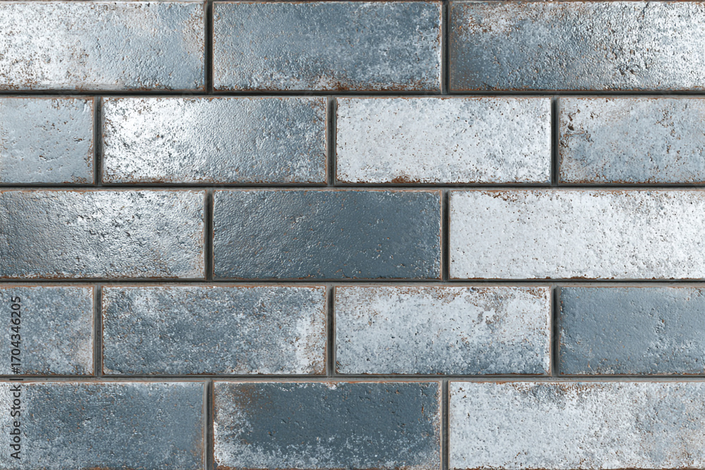 Obraz premium Blue and white rustic rectangular tiles wall cladding modern design