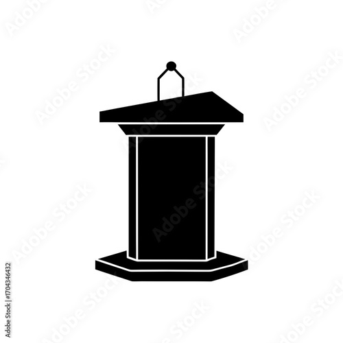 A black podium silhouette on transparent background