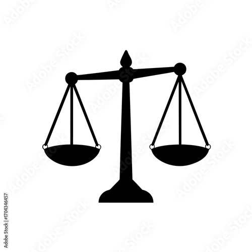 Silhouette scale of justice on transparent background
