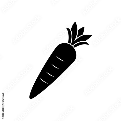 Silhouette of single carrot on transparent background