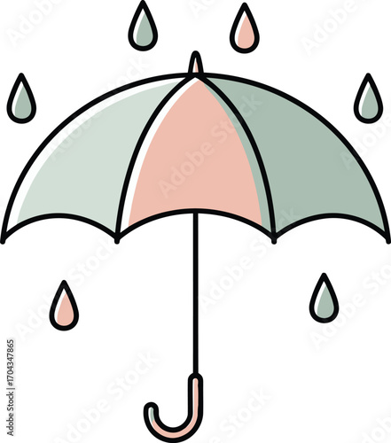 Vector art of umbrella with rain drops