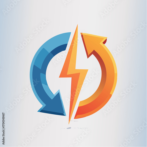 Free Download Dynamic energy flow represented by rotating arrows and a central lightning bolt symbol - GFXLoad