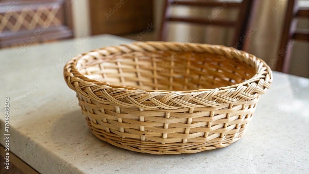 Fototapeta premium wicker basket on a wooden table
