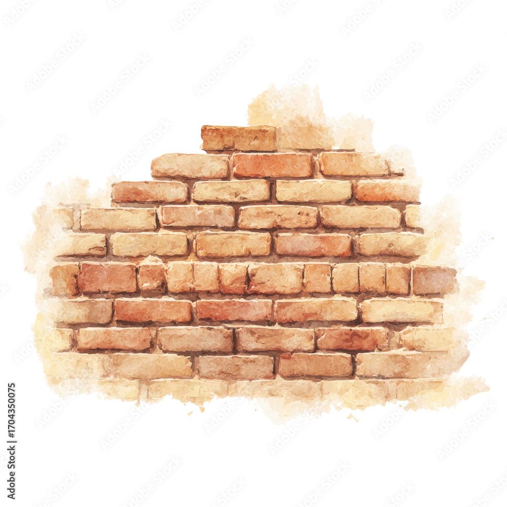 Obraz premium Vintage brick wall with worn edges and rustic texture, cut out