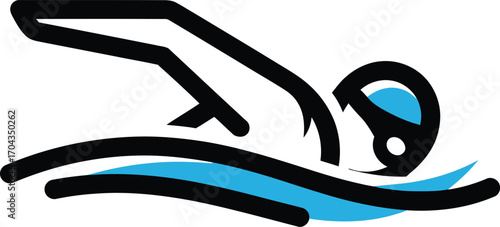 Vector art of swimmer in action