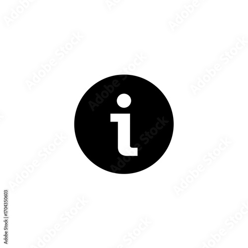 Information icon in a black circle, symbolizing help and guidance for users