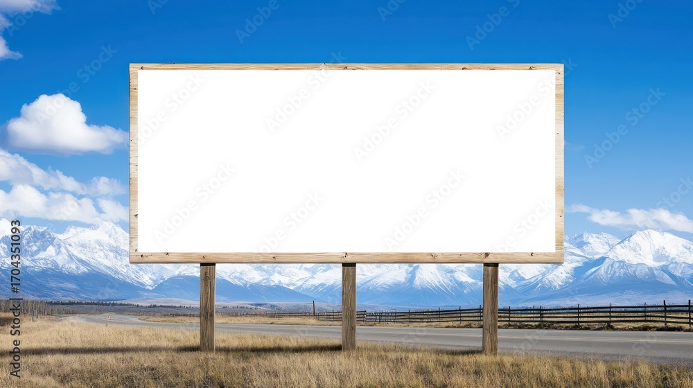 Fototapeta premium Blank billboard with mountain view