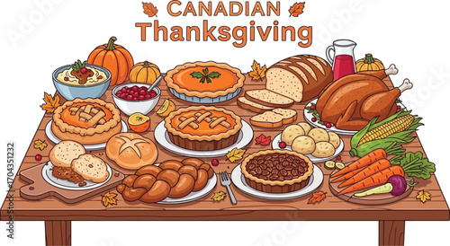 Canadian thanksgiving day feast with traditional dishes celebrating harvest and gratitude