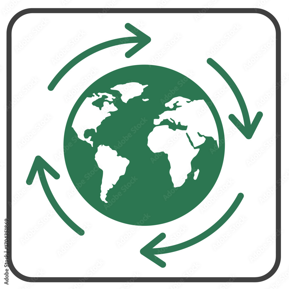 Obraz premium Global Green Rotation Earth Symbol, Eco-Friendly, Sustainable World Concept