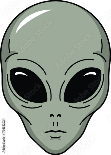 Vector art of alien head with large eyes