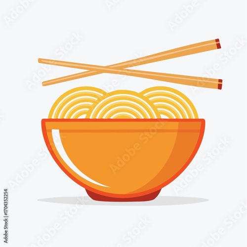Illustration of a bowl of noodles with chopsticks, a visual representation of Asian cuisine