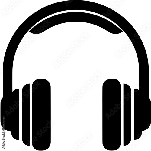 Headphones icon music audio sound device gadget technology symbol silhouette vector illustration simple design isolated white background