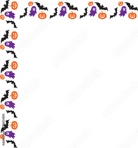 Spooky Halloween Frame with Bats, Pumpkins, and Ghosts – Festive Border Design for Invitations and Decorations