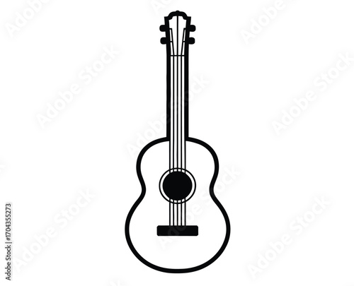 Stylized Black and White Guitar Illustration A Symmetrical Design for Music Enthusiasts