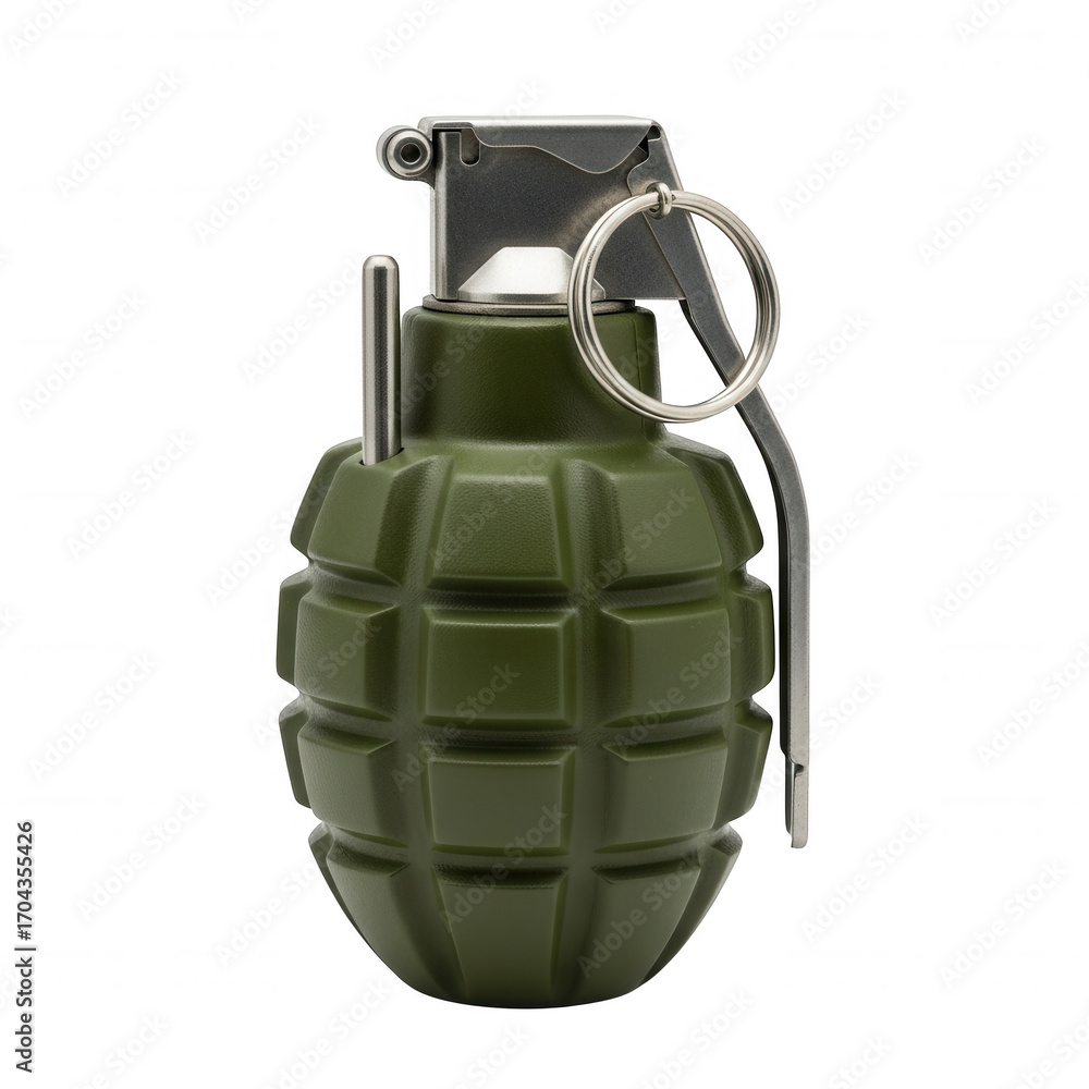 Fototapeta premium Classic fragmentation grenade ready for action realistic prop object transparent background
