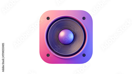 Vibrant 3d rendered speaker icon with gradient lighting on transparent background