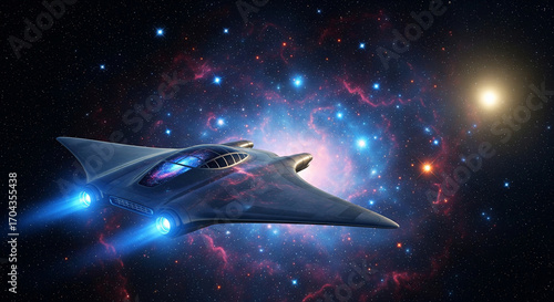 Vaisseau spatial voyageant dans l'espace lointain