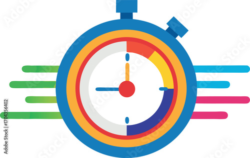 Vector art of abstract stopwatch with motion blur, representing speed and quickness