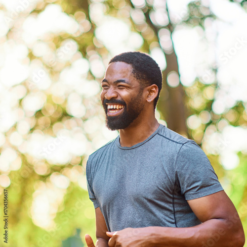 Man jogging and running in a park healthy lifestyle
