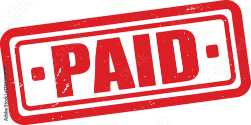 Vector art of red rubber stamp with the word paid in bold white letters