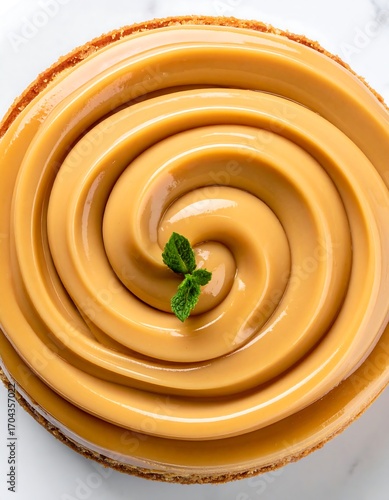 Caramel custard tart, close-up