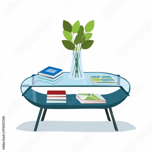 Moderner Couchtisch mit Glasplatte und Metallgestell