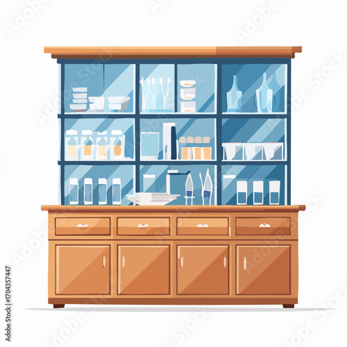 Elegantes Buffet mit Glasvitrine