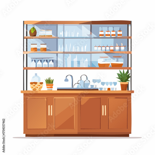Elegantes Buffet mit Glasvitrine