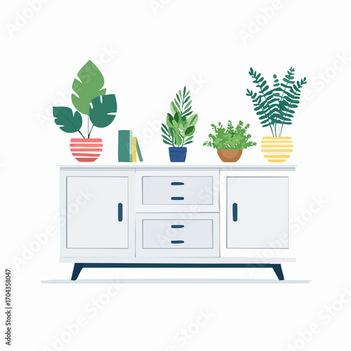 Modernes Sideboard in Weiß mit klaren Linien