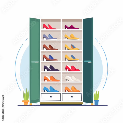 Moderner Schuhschrank mit Klappfächern, platzsparend im Eingangsbereich integriert.
