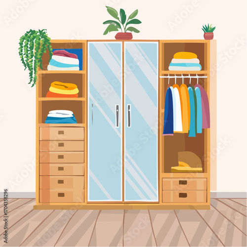 Großer Kleiderschrank mit Schiebetüren und Spiegel
