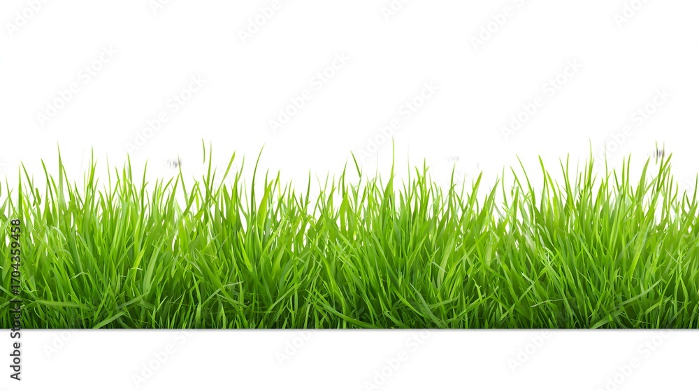 Obraz premium A lush green grass border with a white background