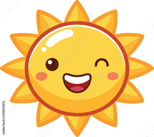 Vector art of cute cartoon sun character winking and smiling