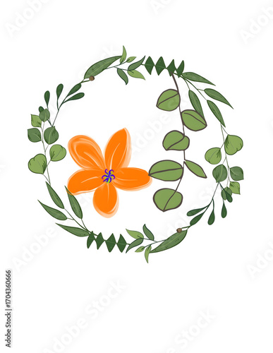 orange flower with leaves