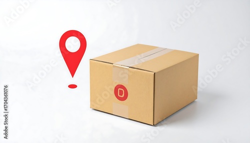 Cardboard box with a location marker