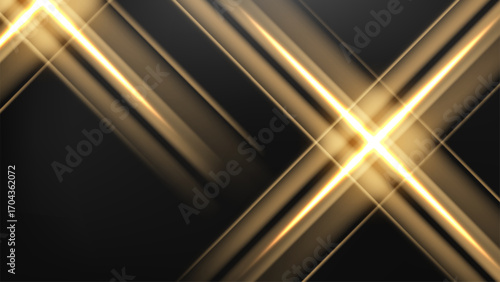 Abstract Luxury Golden Glitter Effect Glowing on Dark Background, Vector Illustration