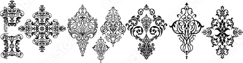 Vintage set of patterns. For wedding invitations, wallpapers, stained glass windows and cards.