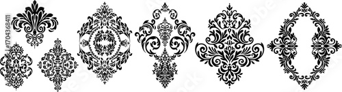 Vintage set of patterns. For wedding invitations, wallpapers, stained glass windows and cards.