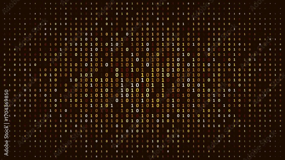 Realistic Gold binary code motion background animation with digital ...