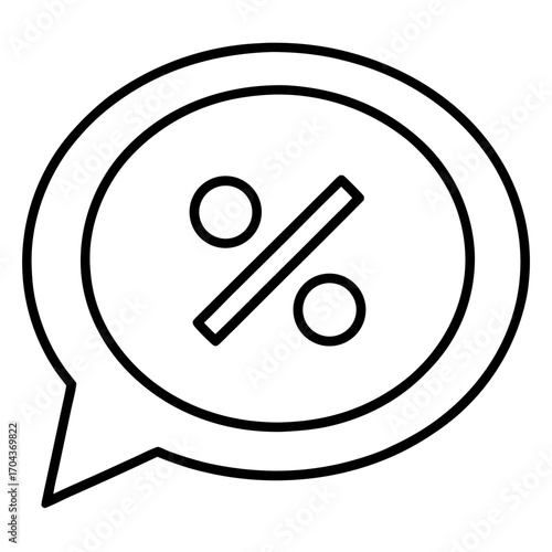 Percentage Symbol in Speech Bubble Line Icon