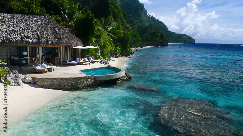 custom made wallpaper toronto digitalStunning oceanfront tropical resort surrounded by lush greenery and villas high resolution picture