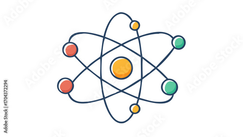 Colorful atom model for science education and physics concepts in modern graphic style