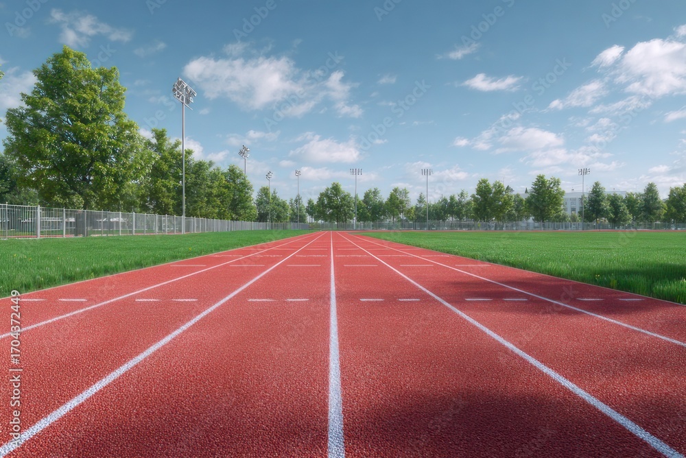 Fototapeta premium Outdoor Red Running Track for Sports and Fitness