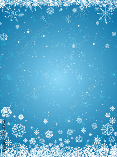 Blue grunge Christmas background, Christmas wishes background, Winter Snowfall Christmas background, Flying snow flakes and stars on winter blue background. snowflake template. Vector illustration.