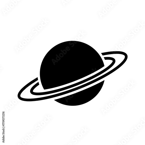 Stylized ringed planet celestial body cosmic space exploration science galaxy universe silhouette