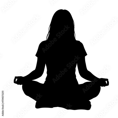 Silhouette of woman in lotus pose meditating yoga zen tranquility inner peace calmness harmony serenity silhouette