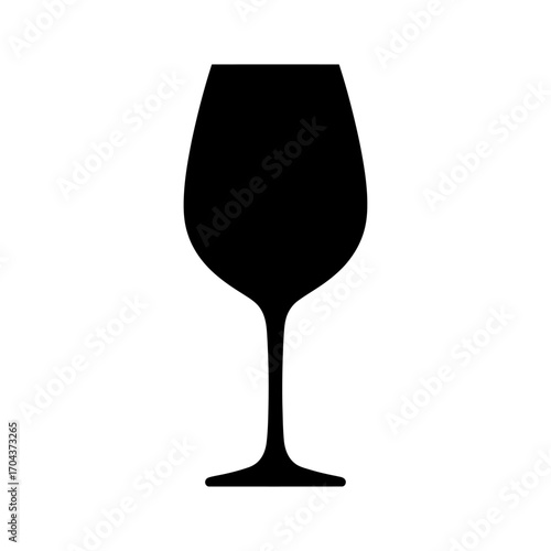 Simple silhouette of a wine glass icon on a white square over black silhouette