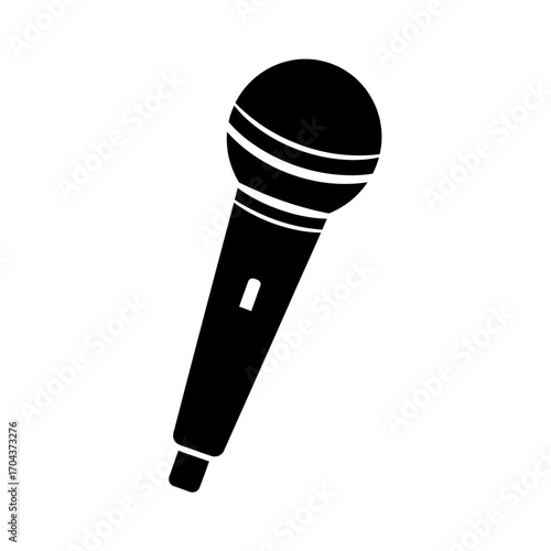 Classic microphone icon silhouette for music performance and recording studio applications silhouette
