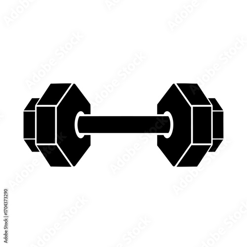 Classic dumbbell fitness equipment symbol for gyms and workout programs silhouette