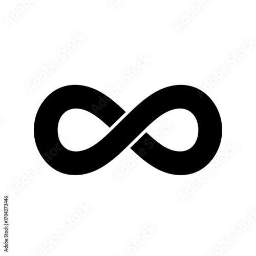 Symbol of infinity inside a white square on a black canvas concept silhouette